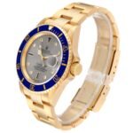 Rolex Submariner Yellow Gold Diamond Sapphire Serti Dial Watch 16618