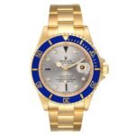 Rolex Submariner Yellow Gold Diamond Sapphire Serti Dial Watch 16618