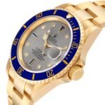 Rolex Submariner Yellow Gold Diamond Sapphire Serti Dial Watch 16618