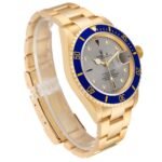 Rolex Submariner Yellow Gold Diamond Sapphire Serti Dial Watch 16618