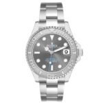 Rolex Yachtmaster 37 Midsize Steel Platinum Bezel Mens Watch 268622
