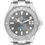 Rolex Yachtmaster 37 Midsize Steel Platinum Bezel Mens Watch 268622