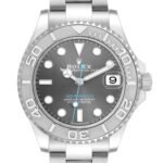 Rolex Yachtmaster 37 Midsize Steel Platinum Bezel Mens Watch 268622 Box Card