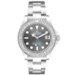 Rolex Yachtmaster 37 Midsize Steel Platinum Bezel Mens Watch 268622 Box Card