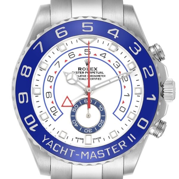 Rolex Yachtmaster II 44mm Steel Blue Cerachrom Bezel Mens Watch 116680 Box Card