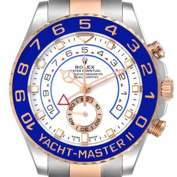 Rolex Yachtmaster II Steel Rose Gold Mercedes Hands Mens Watch 116681 Box Card