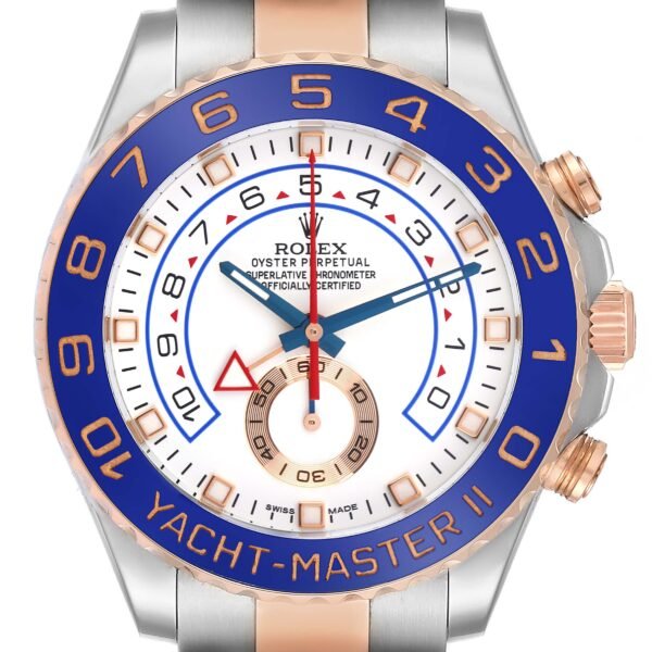 Rolex Yachtmaster II Steel Rose Gold White Dial Mens Watch 116681