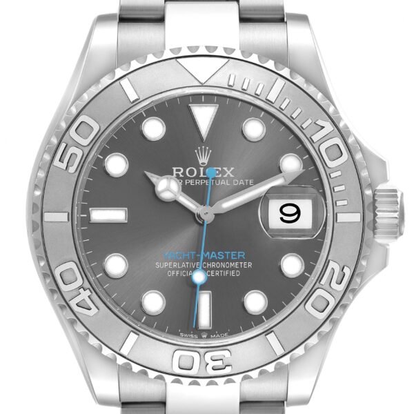 Rolex Yachtmaster Steel Platinum Bezel Rhodium Dial Mens Watch 126622 Box Card