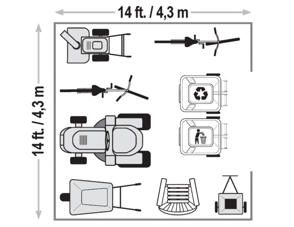 Arrow Classic 14 x 14 x 7 ft Blue Grey Steel Storage Shed