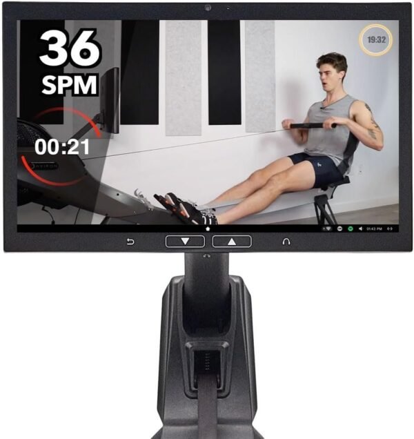 Aviron Strong Series Rower: 22″ HD Touchscreen, Dual Air & Magnetic Resistance up to 100 lbs. Game-Based Workouts, Streaming, Compact Design