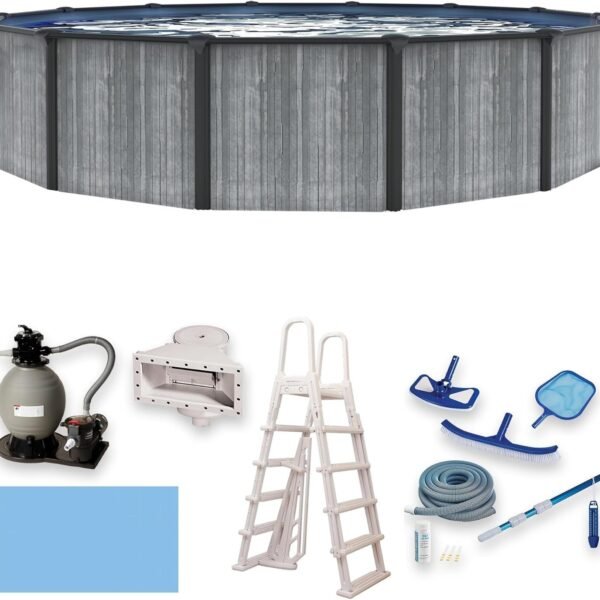 Blue Wave San Pedro 24-ft Round 52-in Deep 6-in Top Rail Above Ground Steel Wall Swimming Pool