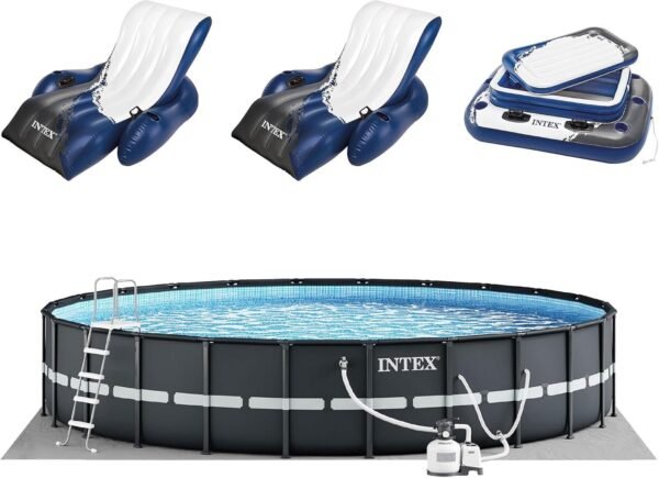 Intex Ultra XTR Round Frame Pool with Pump, Cooler, and Floats (2 Pack)