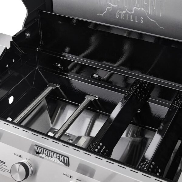 Monument Grills Eminence 405 |Tech Stainless Propane Gas Grill Eminence 405 & Cast Iron Cooking Plate