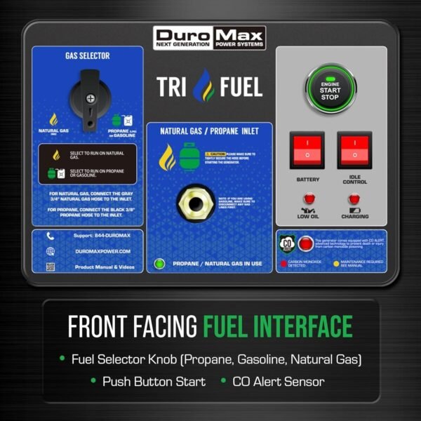 DuroMax 15,000-Watt Tri-Fuel Portable Generator XP15000HXT