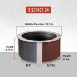 X Series 28 Inch Round Corten Steel Wood-Burning Fire Pit in Stainless Steel by Breeo