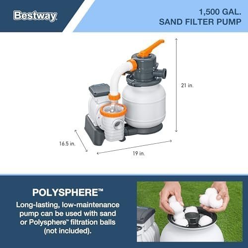 Bestway Power Steel 18′ x 9′ x 48″ Rectangular Metal Frame Above Ground Outdoor Swimming Pool Set with 1,500 GPH Filter Pump, Ladder, and Pool Cover