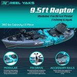 Reel Yaks Raptor Modular Fishing Kayak – 9.5ft Lightweight Sit On Top Kayak for Adults & Youth – Stable & Portable, Ideal Space-Saving Design for Travel – 380lbs Capacity