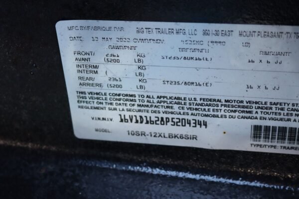 12 Foot Big Tex Pro Series Tandem Axle Single Ram with Spreader Gate Black Dump Trailer (10SR-12XLBK6SIR)