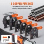 Pro Press Tool Pipe Crimping Kit, Cordless Battery Press Tool with 6 Interchangeable Jaws, DOBA-PPT6