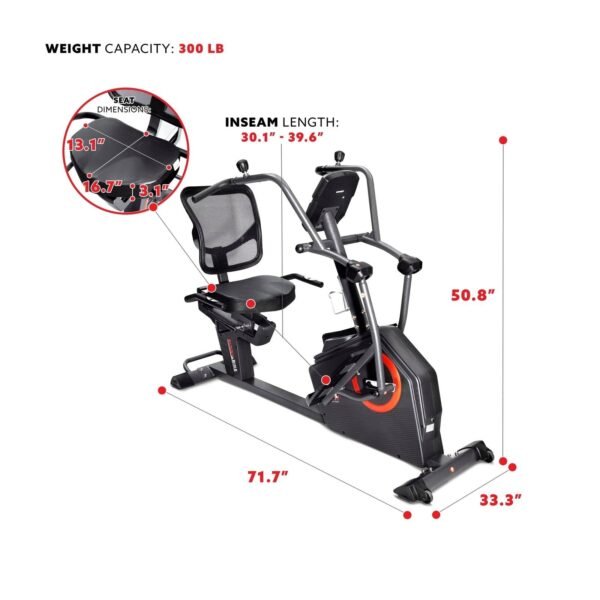 Sunny Health & Fitness Smart Recumbent Cross Trainer Elliptical Exercise Bike